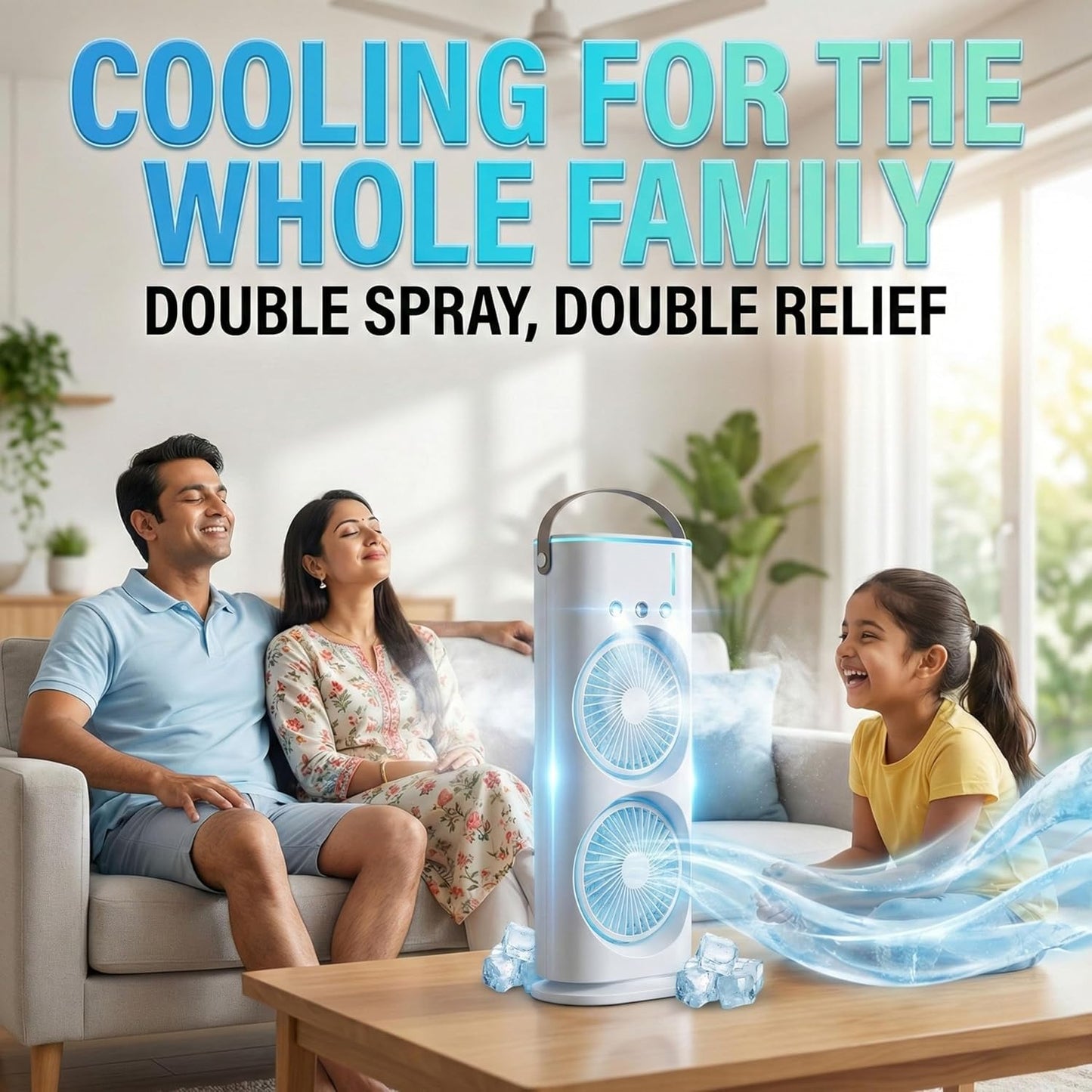 Double Ended Spray USB Rechargeable Portable Mini AC Cooler with Water Mist