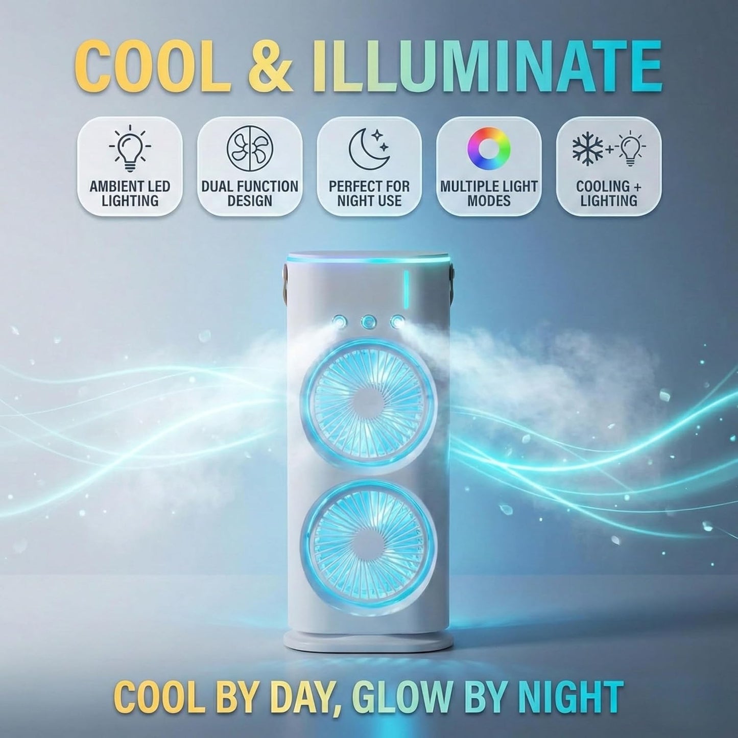 Double Ended Spray USB Rechargeable Portable Mini AC Cooler with Water Mist