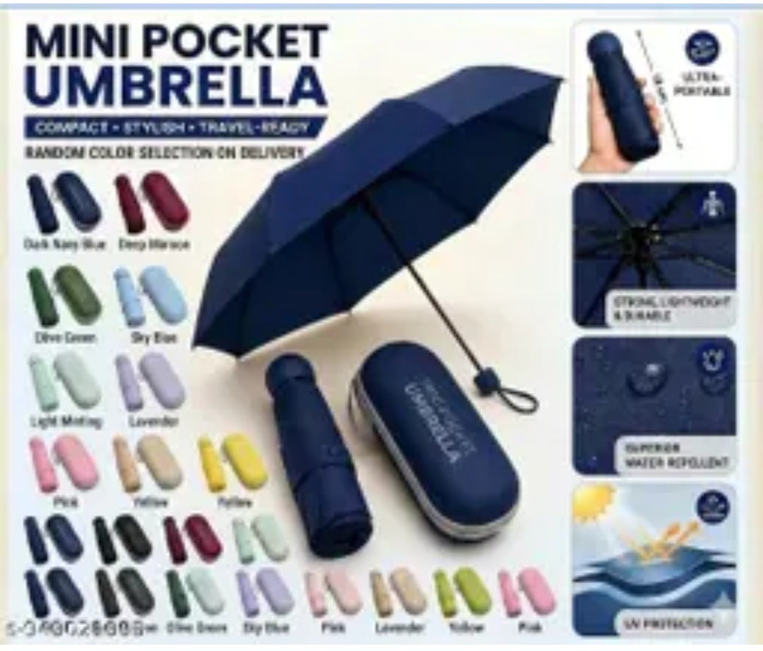 Premium Mini Pocket Capsule Umbrella with Waterproof Case
|UV...and rain umbrella