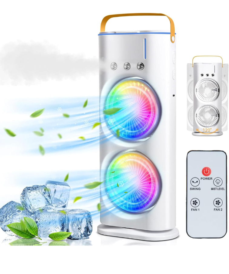 Double Ended Spray USB Rechargeable Portable Mini AC Cooler with Water Mist