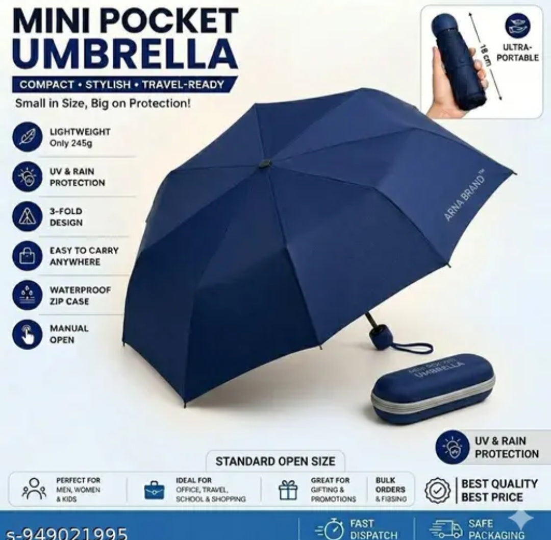Premium Mini Pocket Capsule Umbrella with Waterproof Case
|UV...and rain umbrella