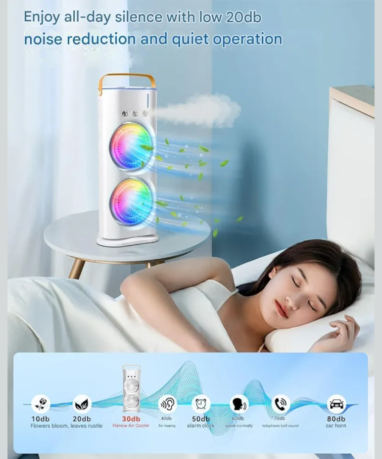 Double Ended Spray USB Rechargeable Portable Mini AC Cooler with Water Mist